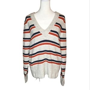 Madewell Westgate V Neck Striped Sweater In Coziest Yarn Size Medium